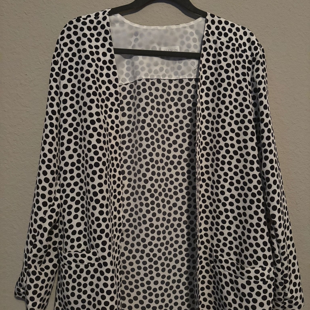 Black and White Polka Dot Open‎ Cardigan